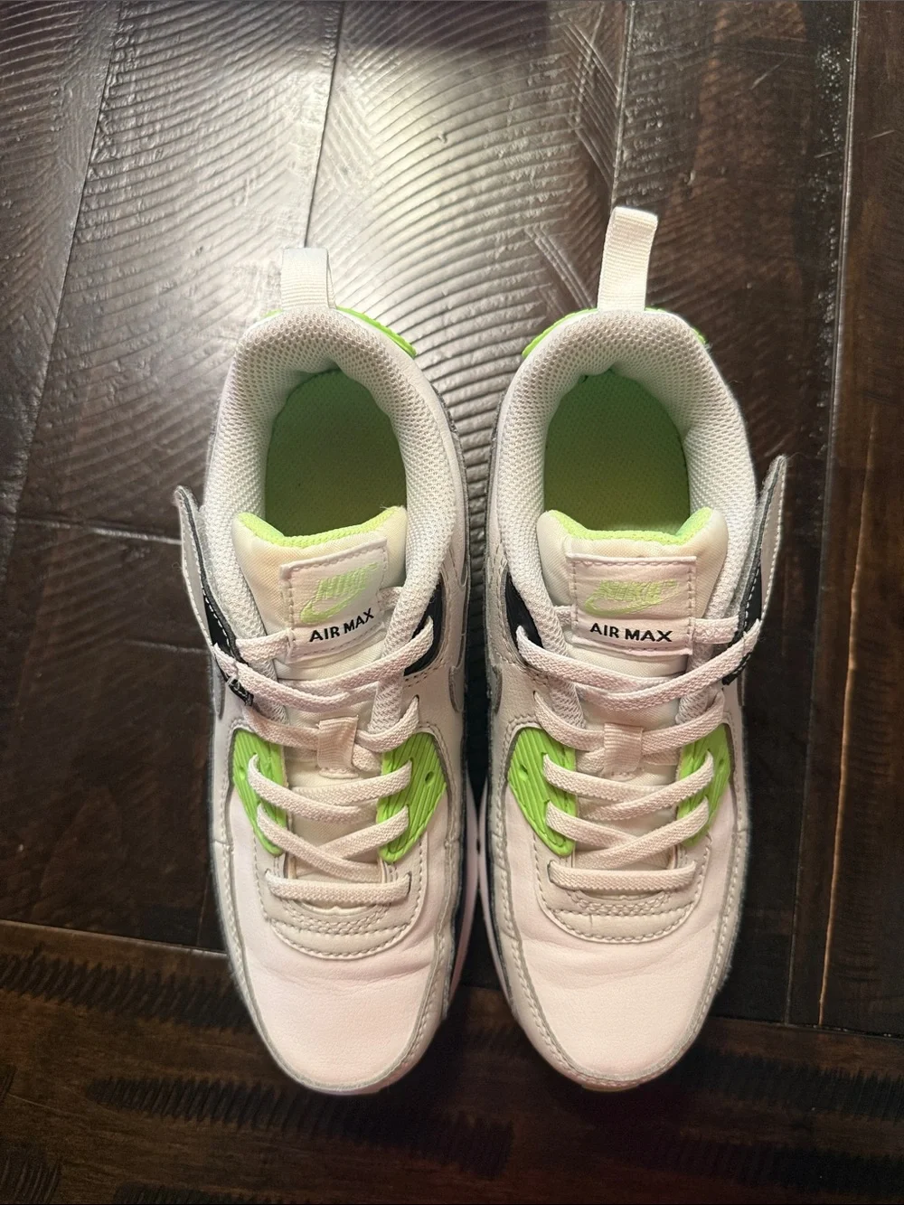 Nike Kids' Air Max 90 Eason(PS) in Light Gray, Black & Neon Green
